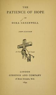 Cover of: The patience of hope by Dora Greenwell