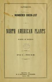 Cover of: Patterson's numbered check-list of North American plants north of Mexico.
