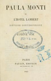 Cover of: Paupa Monti: ou L'hôtel lambert : histoire contemparaine