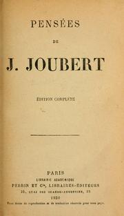 Cover of: Pensées. by Joubert, Joseph