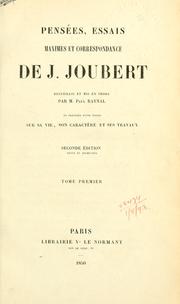 Cover of: Pensées, essais, maximes et correspondance de J. Joubert. by Joubert, Joseph