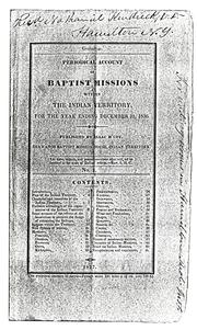 Cover of: Periodical account of Baptist missions within the Indian Territory: for the year ending December 31, 1836, No.1.