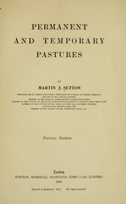 Cover of: Permanent and temporary pastures