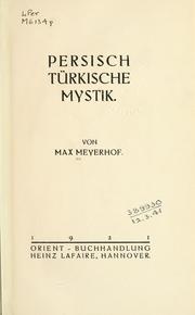 Persisch-türkische Mystik by Max Meyerhof