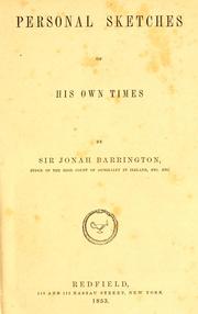 Cover of: Personal sketches of his own times by Barrington, Jonah Sir