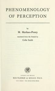 Cover of: Phenomenology of perception by Maurice Merleau-Ponty