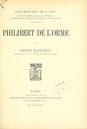 Cover of: Philibert de l'Orme.