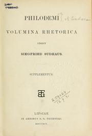 Cover of: Philodemi de mvsica librorvm qvae exstant edidit Ioannes Kemke.