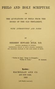 Cover of: Philo and Holy Scripture by by Herbert Edward Ryle.