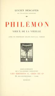 Cover of: Philéonmon, vieux de la vieille.
