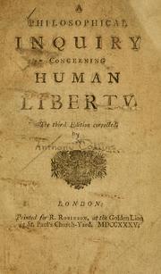 Cover of: A Philosophical inquiry concerning human liberty. by Anthony Collins