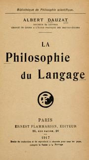 Cover of: La philosophie du langage. by Albert Dauzat