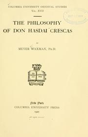 Cover of: The philosophy of Don Hasdai Crescas by Waxman, Meyer