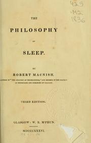 Cover of: The philosophy of sleep