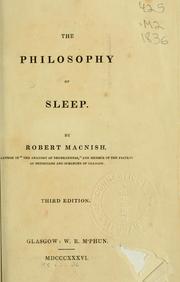 Cover of: The philosophy of sleep by Robert Macnish, Robert Macnish