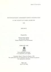 Cover of: Phytotoxicology assessment survey investigation in the vicinity of Camco, Hamilton, 1990