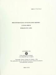 Cover of: Phytotoxicology investigation report, Canada Brick, Burlington (1995): report