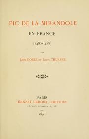 Cover of: Pic de la Mirandole en France: (1485-1488)