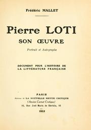 Cover of: Pierre Loti, son oeuvre.