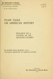 Cover of: Plain talks on American history