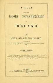 Cover of: A plea for the home government of Ireland