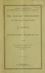 Cover of: The plenary inspiration of the Holy Scriptures by John Habersham Elliott