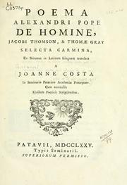 Cover of: Poema Alexandri Pope De homine by Giovanni Costa