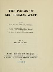 Cover of: The poems of Sir Thomas Wiat by Wyatt, Thomas Sir