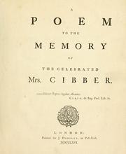 Cover of: A poem to the memory of the celebrated Mrs. Cibber. by George Keate