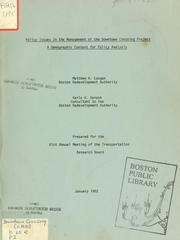 Cover of: Policy issues in the management of the downtown crossing project: a demographic context for policy analysis. (staff draft for review only). by Boston Redevelopment Authority