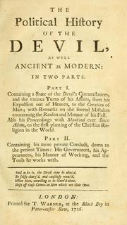 Cover of: The political history of the devil, as well ancient as modern | Daniel Defoe