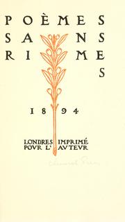 Cover of: Poèmes sans rimes.