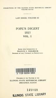 Cover of: Pope's digest, 1815. by Illinois (Ter.)
