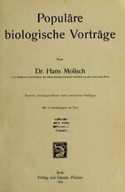 Cover of: Populäre biologische Vorträge
