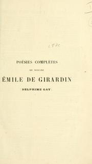 Cover of: Poésies completes de Émile de Girardin.