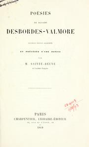 Cover of: Poésies.: Nouv. éd. augm. et précédé d'une notice par Sainte-Beuve.
