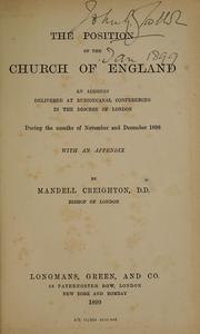 The position of the Church of England by Mandell Creighton