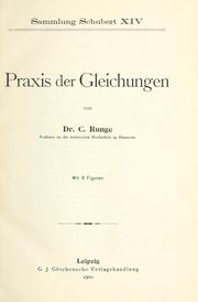 Cover of: Praxis der Gleichungen by Carl David Tolmé Runge