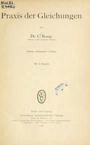 Cover of: Praxis der Gleichungen. by Carl David Tolmé Runge