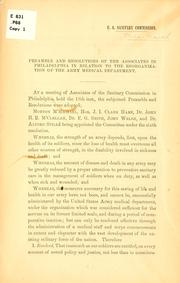 Cover of: Preamble and resolutions ... in relation to the reorganization of the army medical department.