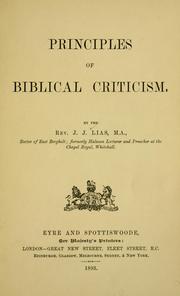 Cover of: Principles of biblical criticism.