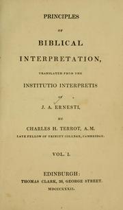 Cover of: Principles of Biblical interpretation