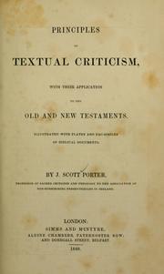 Cover of: Principles of textual criticism: with their application to the Old and New Testaments.