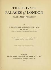 Cover of: The private palaces of London past and present