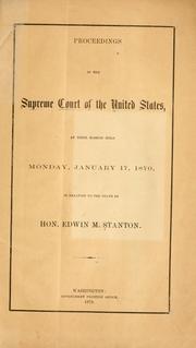 Cover of: Proceedings in the Supreme court of the United States, at their session held Monday, January 17, 1870 by United States. Supreme Court.