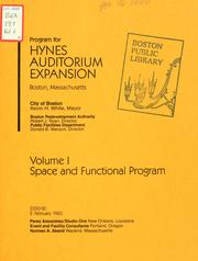 Program for hynes auditorium expansion, Boston, Massachusetts