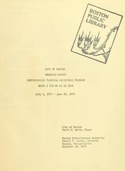 Progress report: comprehensive planning assistance program, grant # cpa ma 01 06 1076, July 1, 1973 - June 30, 1974 by Boston Redevelopment Authority