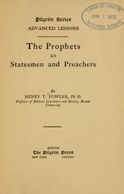 Cover of: prophets as statesmen and preachers.