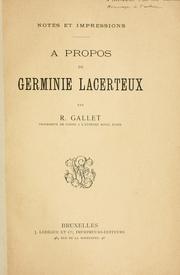 Cover of: À propos de Germinie Lacerteux.