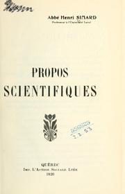 Propos scientifiques by Henri Simard